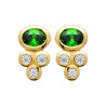 Boucles d'Oreilles en Plaqué Or avec Émeraudes et Zirconiums