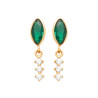 Boucles d'Oreilles en Plaqué Or avec Émeraude et Strass