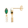 Boucles d'Oreilles en Plaqué Or avec Émeraude et Strass