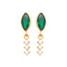 Boucles d'Oreilles en Plaqué Or avec Émeraude et Strass