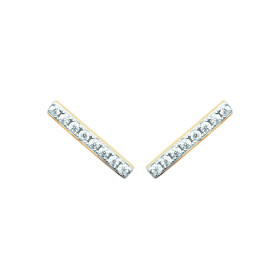 Boucles d'Oreilles en Plaqué Or Barre de Strass