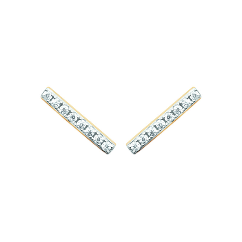 Boucles d'Oreilles en Plaqué Or Barre de Strass