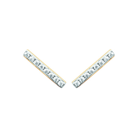 Boucles d'Oreilles en Plaqué Or Barre de Strass