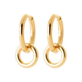 Boucles d'Oreilles Créoles Doubles Anneaux en Plaqué Or - Collection Tarawa