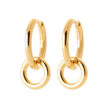 Boucles d'Oreilles Créoles Doubles Anneaux en Plaqué Or - Collection Tarawa