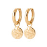 Boucles d'Oreilles Créoles avec Médaillon Martelé en Plaqué Or - Collection Tarawa