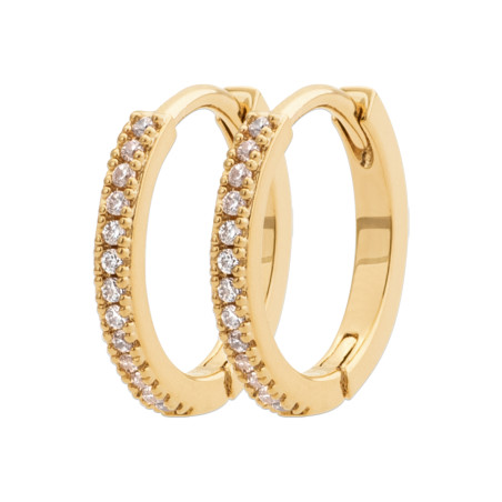 Créoles Luxueuses en Plaqué Or avec Zirconium Pavé