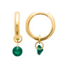 Créoles Pendantes en Plaqué Or avec Cristal Vert - Élégance Luxueuse