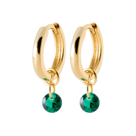 Créoles Pendantes en Plaqué Or avec Cristal Vert - Élégance Luxueuse