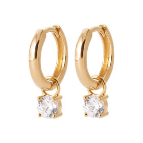 Créoles Pendantes en Plaqué Or avec Zircon Cubique - Brillance Éternelle