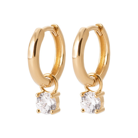 Créoles Pendantes en Plaqué Or avec Zircon Cubique - Brillance Éternelle