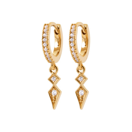 Boucles d'oreilles créoles en plaqué or avec pendentifs géométriques et zircons cubiques