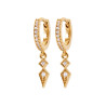 Boucles d'oreilles créoles en plaqué or avec pendentifs géométriques et zircons cubiques