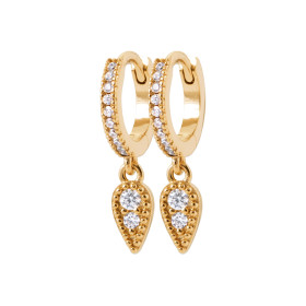 Boucles d'oreilles créoles en plaqué or avec pendentifs goutte et zircons