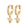 Boucles d'oreilles créoles en plaqué or avec pendentifs fleur et zircons