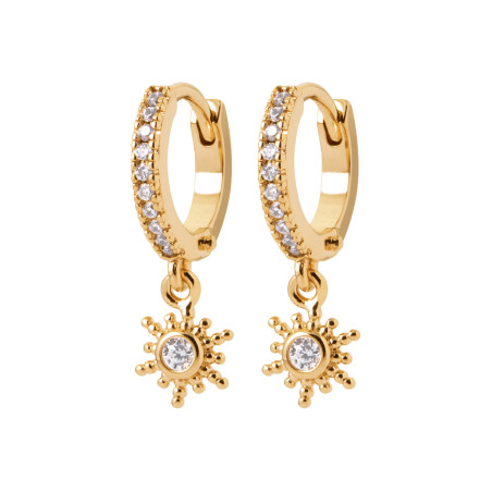 Boucles d'Oreilles Créoles Étoiles en Zircon Cubique Plaqué Or