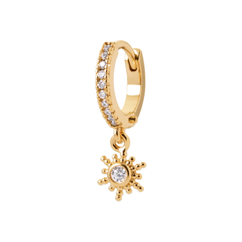 Boucle d’oreille créole étoile zircon plaqué or – vendu à l’unité