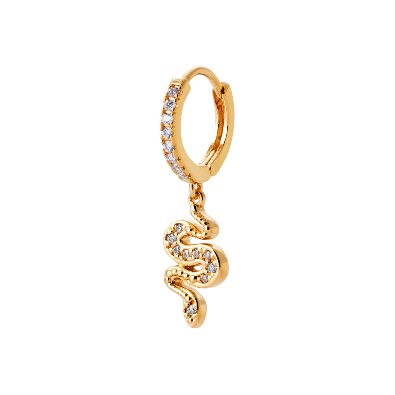 Créole Serpent en Plaqué Or avec Zircons – 7 mm – Vendue à l’unité Créole Serpent en Plaqué Or avec Zircons – 7 mm – Vendue à l’unité