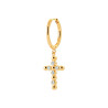 Boucles d'Oreilles Créoles Croix en Zircon Cubique Plaqué Or avec Perles