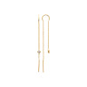 Boucles d'Oreilles Chaîne Longue en Plaqué Or avec Pendentif Carré en Zircon Cubique