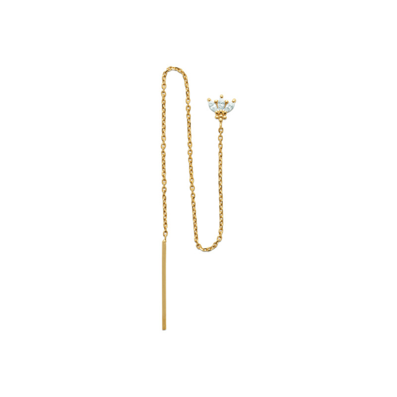 Boucle d’oreille chaîne longue double trou en plaqué or avec couronne de zircon Vendue à l’unité Boucle d’oreille chaîne longue double trou en plaqué or avec couronne de zircon Vendue à l’unité
