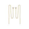 Boucles d'Oreilles Chaîne Longue en Plaqué Or avec Couronne de Zircon