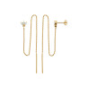 Boucles d'Oreilles Chaîne Longue en Plaqué Or avec Couronne de Zircon