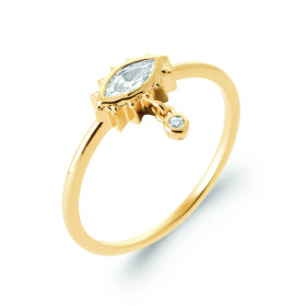 Bague Œil en Plaqué Or avec Zircon ovale