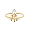 Bague Goutte en Plaqué Or avec Pendentifs et Pierre Brillante