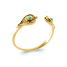 Bague Double Goutte en Plaqué Or avec Pierres Vertes