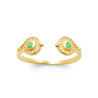 Bague Double Goutte en Plaqué Or avec Pierres Vertes