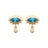 Boucles d'Oreilles en Plaqué Or avec Zircon Bleu en Forme de Goutte