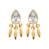 Boucles d'Oreilles en Plaqué Or avec Zircon en Forme de Goutte et Pampilles