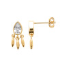 Boucles d'Oreilles en Plaqué Or avec Zircon en Forme de Goutte et Pampilles