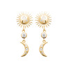 Boucles d'Oreilles Soleil et Lune en Plaqué Or avec Zircon