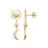 Boucles d'Oreilles Soleil et Lune en Plaqué Or avec Zircon