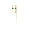 Boucles d'oreilles pendantes en plaqué or avec pierres vertes et design unique
