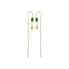 Boucles d'oreilles pendantes en plaqué or avec pierres vertes et design unique