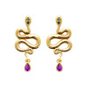 Boucles d'oreilles serpent en plaqué or avec pierres précieuses