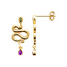 Boucles d'oreilles serpent en plaqué or avec pierres précieuses