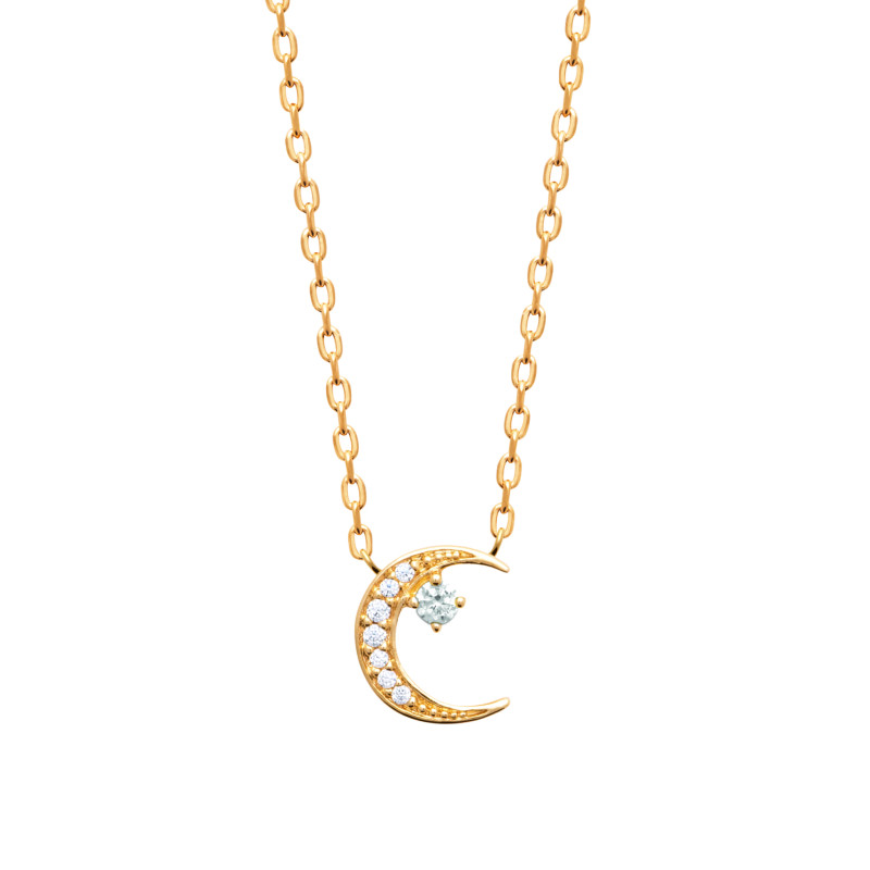 Collier Plaqué Or avec Pendentif Croissant de Lune Scintillant