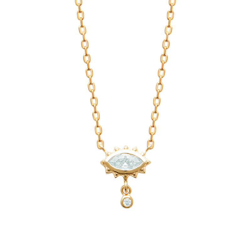 Collier Plaqué Or avec Pendentif Œil Protecteur Scintillant