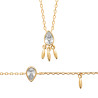 Élégant Collier Doré avec Pendentif en Zircon Goutte et Trio de Charms