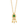 Collier Doré avec Pendentif Goutte et Zircon Vert Éclatant