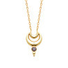 Collier plaqué or avec pendentif double croissant de lune et pierre rouge
