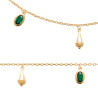 Collier plaqué or avec breloques vertes et dorées