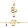 Collier plaqué or avec pendentif serpent et pierres précieuses