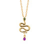 Collier plaqué or avec pendentif serpent et pierres précieuses