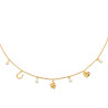 Collier plaqué or avec pendentifs symboliques et pierres précieuses