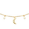 Collier Plaqué Or avec Pendentif Lune et Étoiles